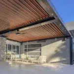 Closed roof louvres on Dural alfresco roof design.