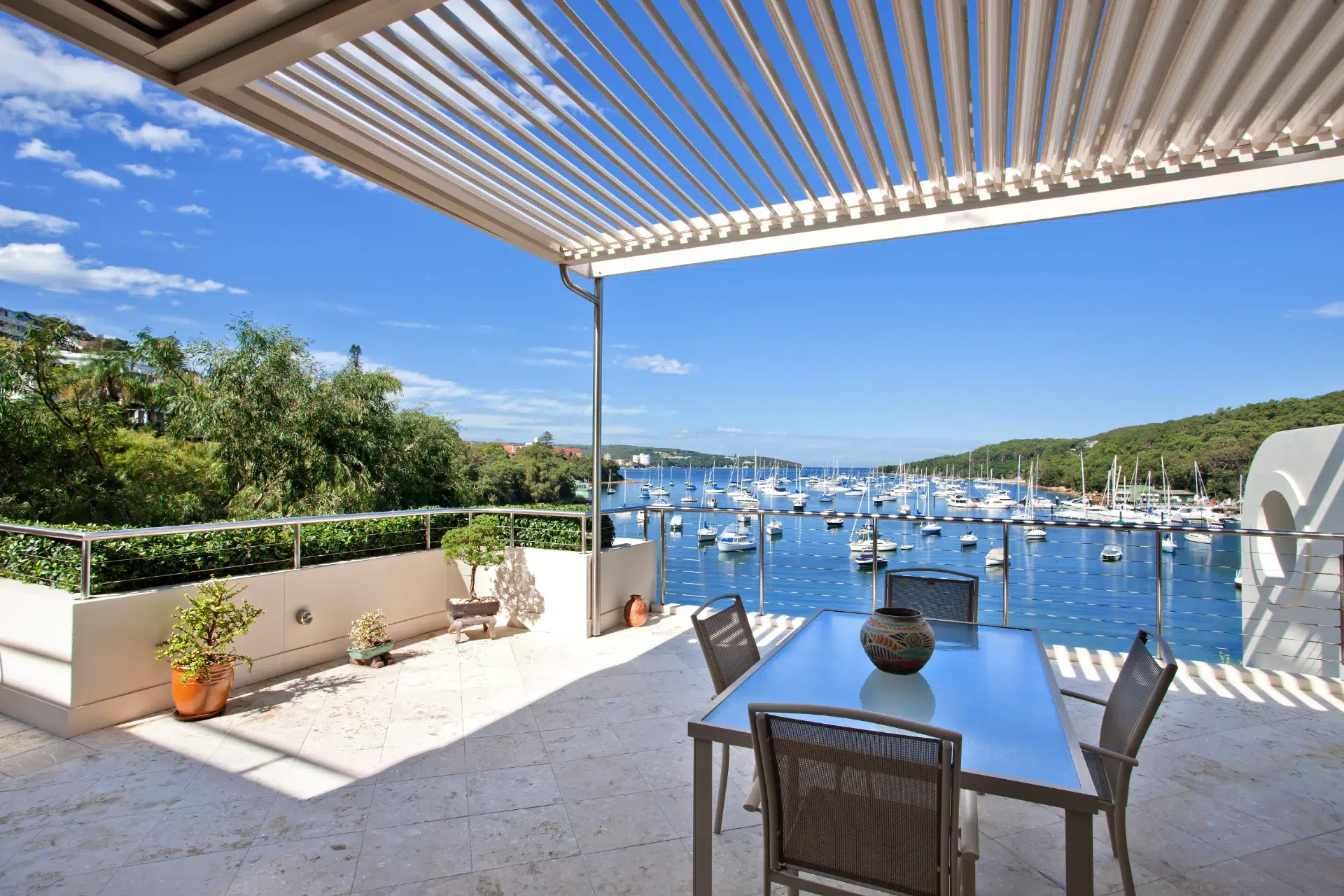 Fairlight opening roof installation view from entertaining area.