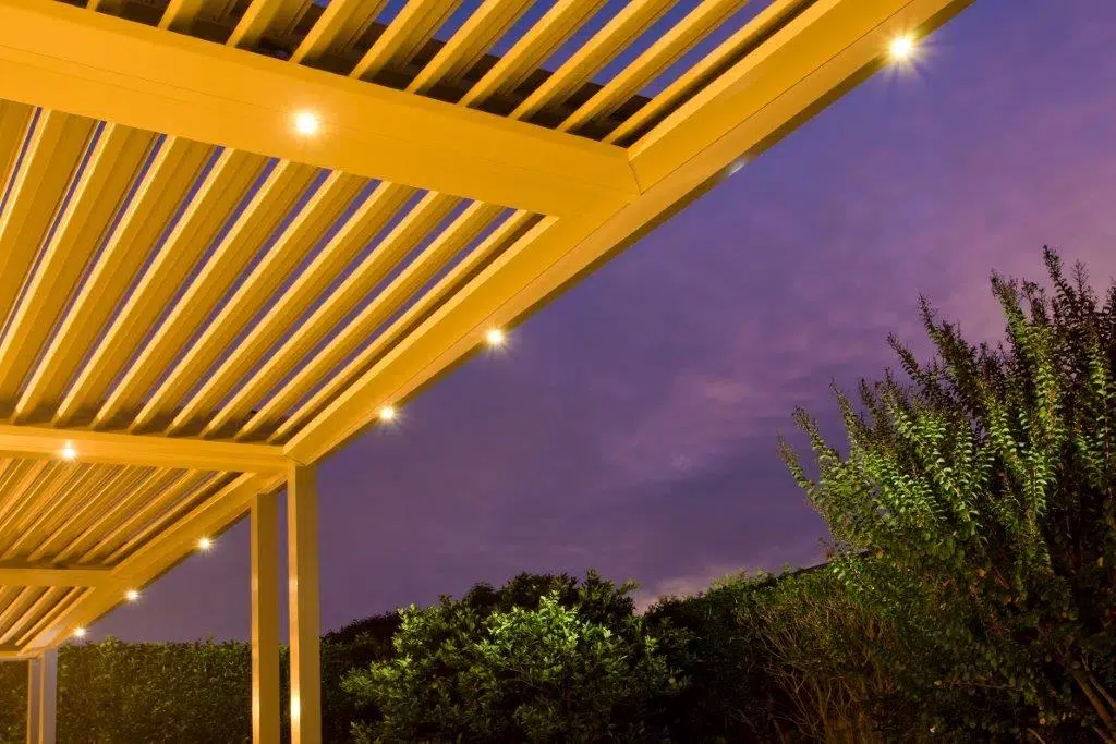 View of Willoughby louvre roof close up with LED lights.