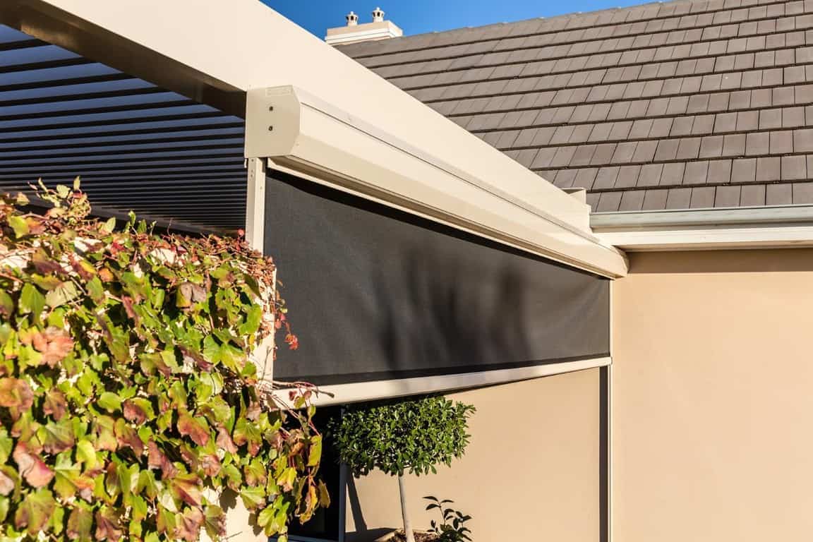 Ziptrak outdoor blind installed in opening roof at Sydney.
