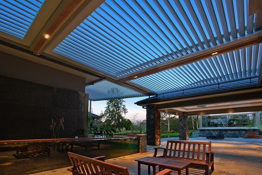 Opening roof with recessed LED down lights