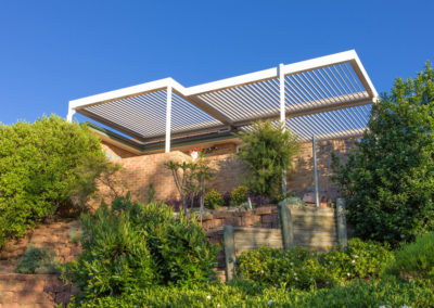 Aluminium frame and opening roof on Pennant Hills pergola structure.