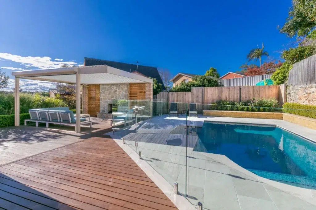 Killarney Heights pergola and poolside decking.