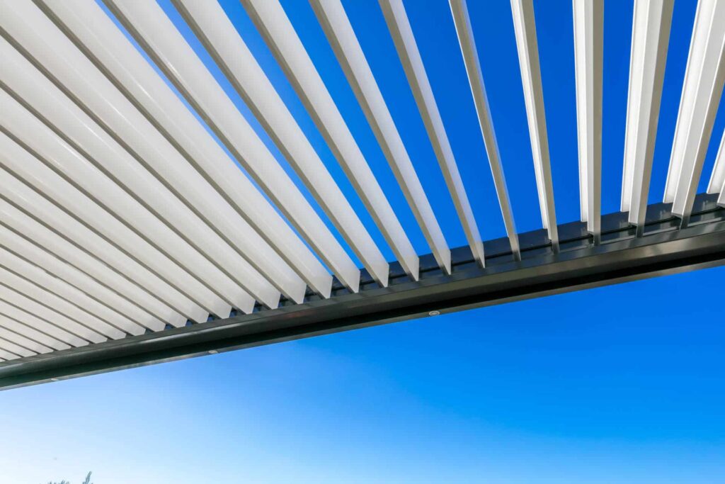 Sun coming through the Abbotsford pergola louvres.