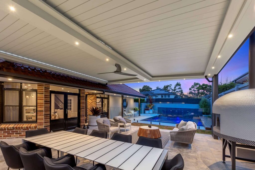 LED downlights on Bella Vista pergola