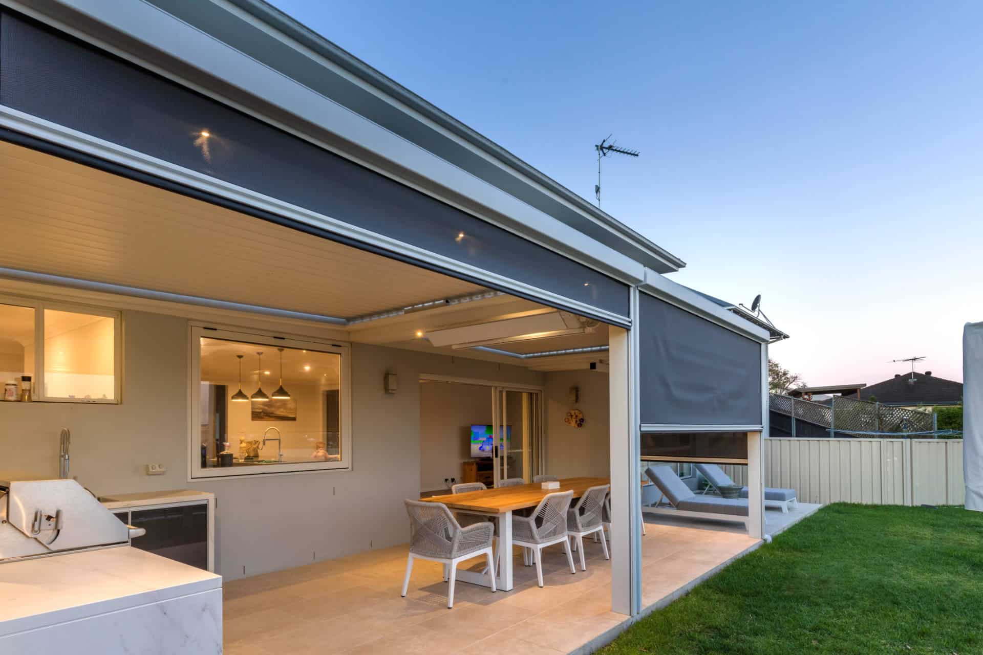 Manly Vale pergola with outdoor blinds.
