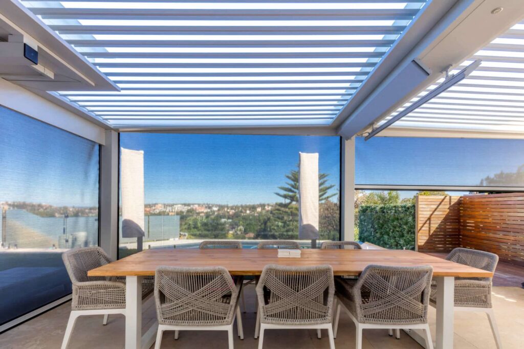 Backyard view from dining area in Manly Vale pergola.