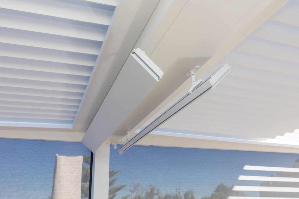 Close up of outdoor heating in Manly Vale pergola.