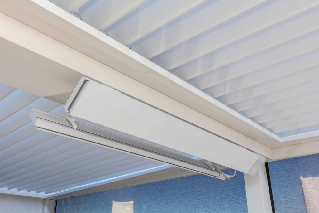 Close up of roof louvres on Manly Vale pergola.