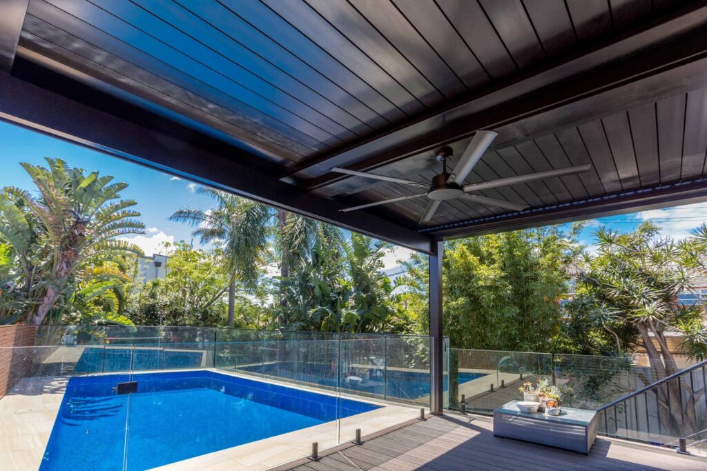 Sandringham pergola with view of the pool.