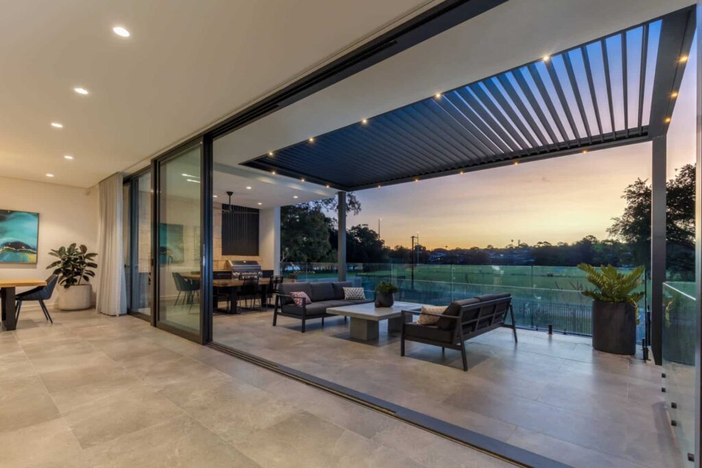 Tennyson Point pergola from inside the home.