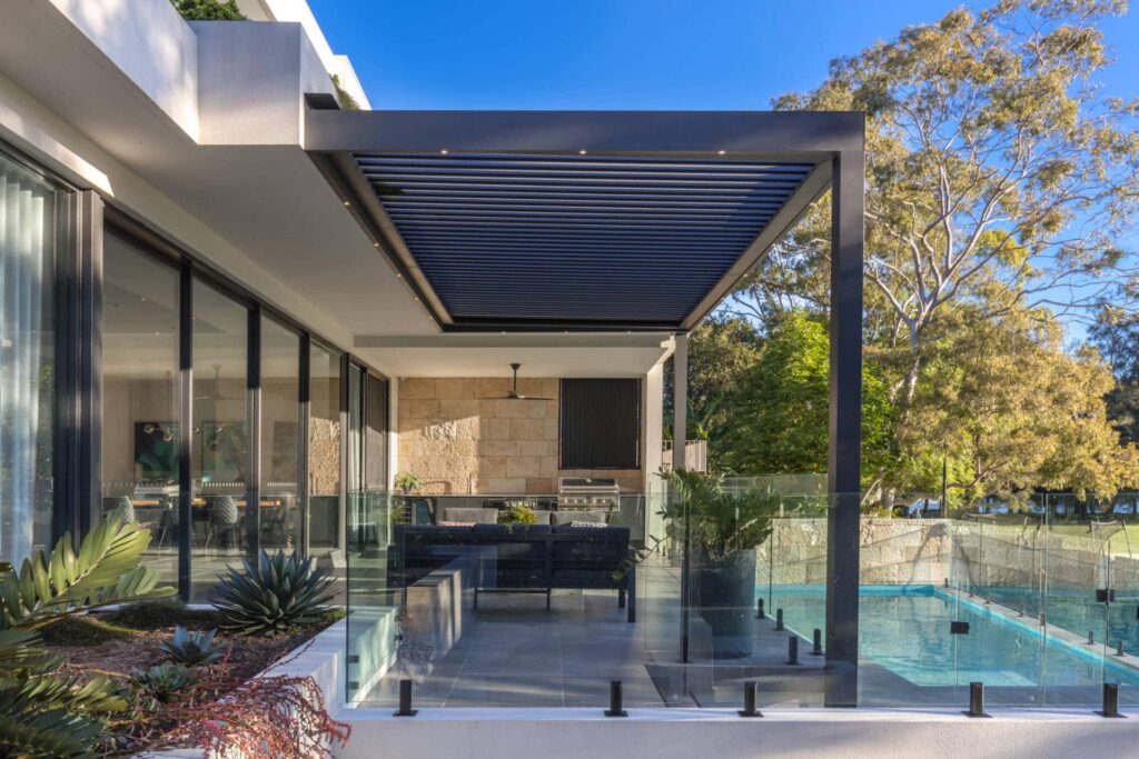 Tennyson Point pergola side photo near the pool.