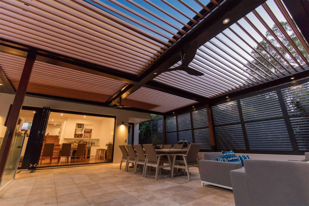 Ceiling fan installed into Turramurra pergola.