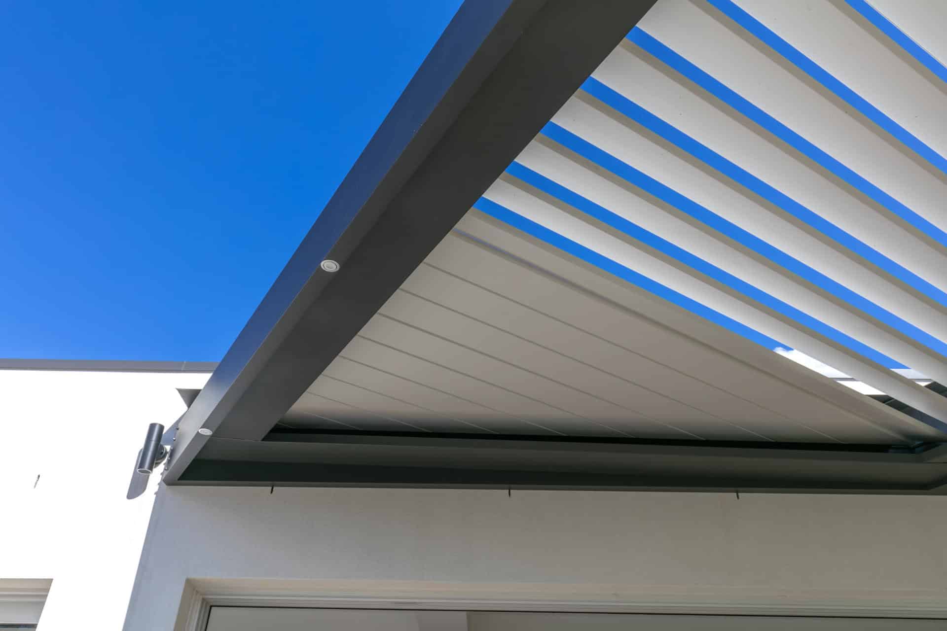 Close up of opening louvres on Frenchs Forest pergola.