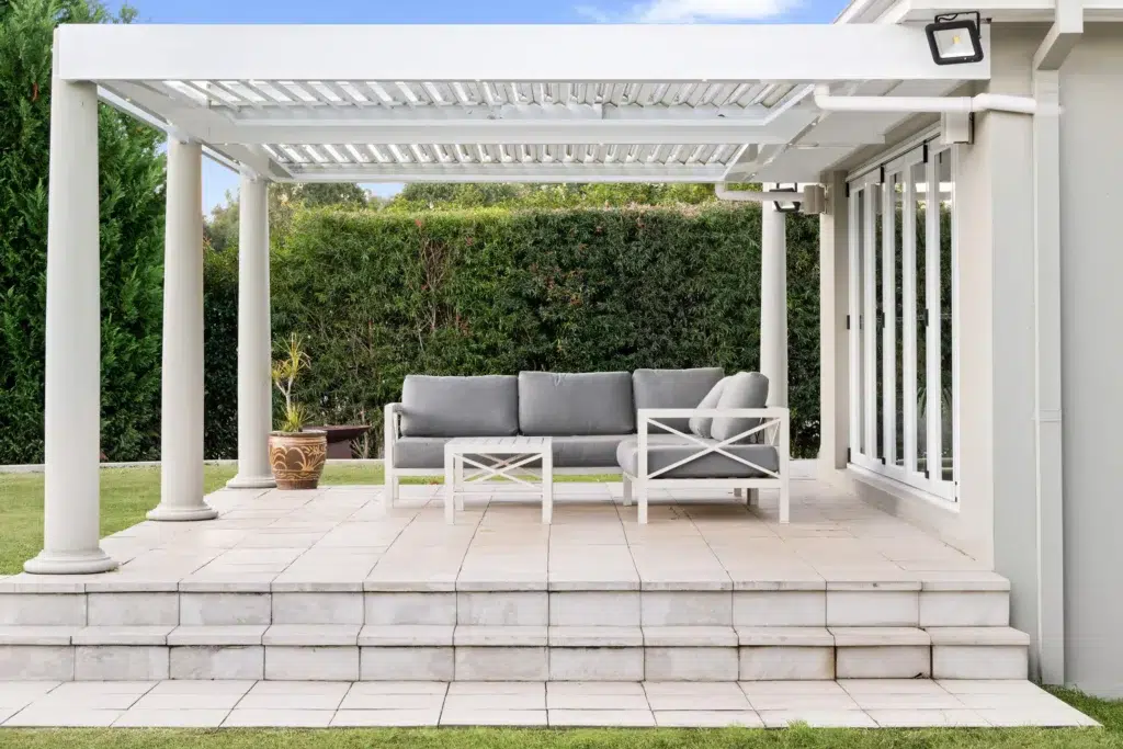 Grasmere opening roof from across the pool.