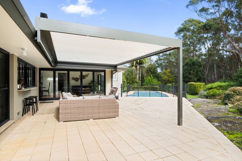 West Pymble louvre roof in backyard.