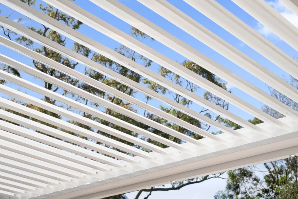 Close up of white louvres.