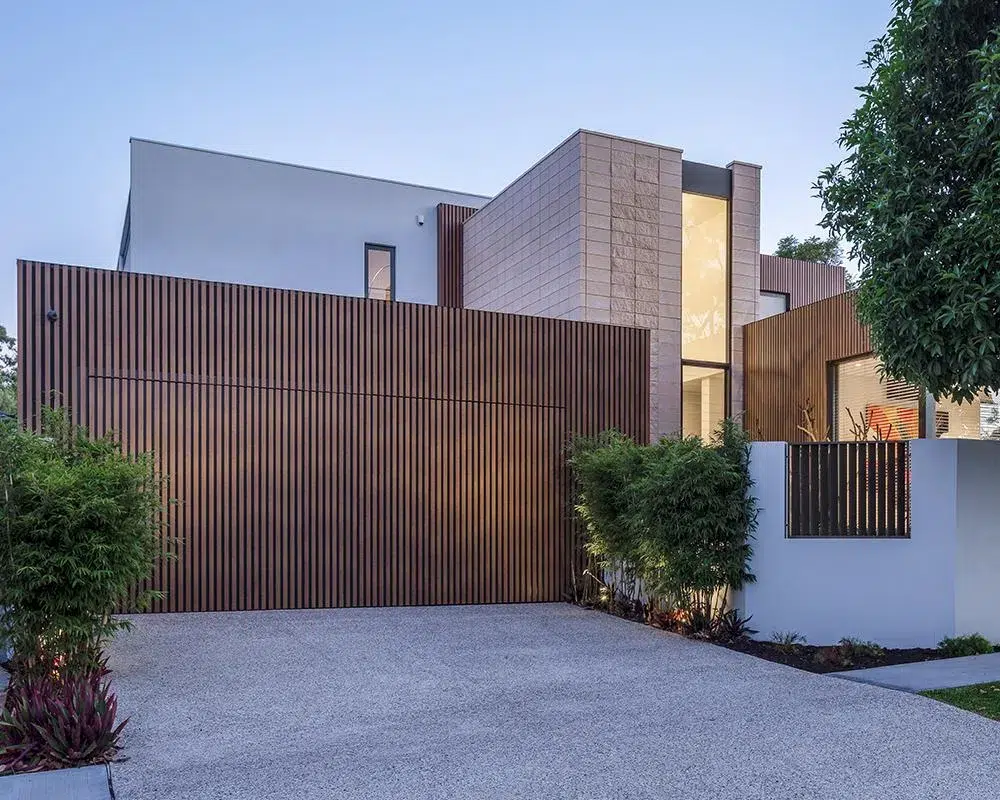 Timber look aluminium Garage Doors with DecoBatten finish.