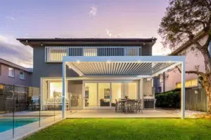 DIY louvre roof addition on Sydney home.